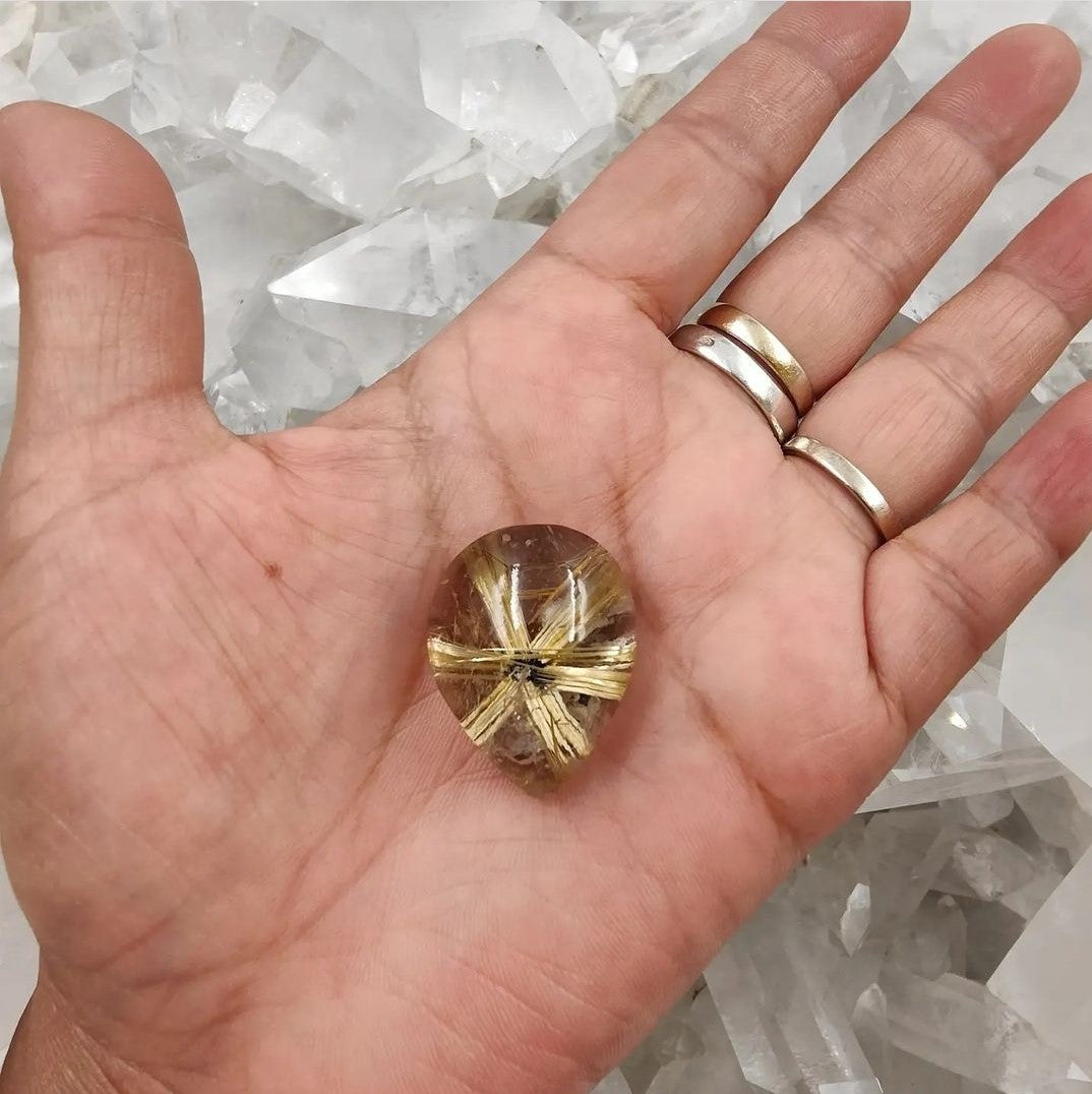 rutile doré étoilé à six branches