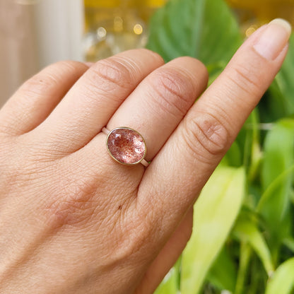 Bague Quartz Fraise facetté - petit