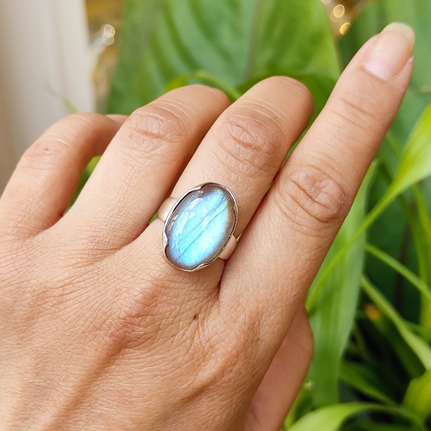 Bague Labradorite trèfle