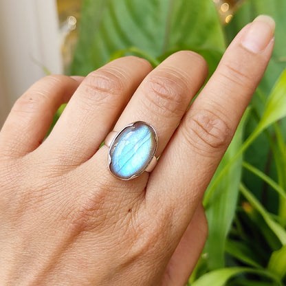 Bague Labradorite trèfle