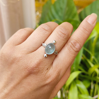 Bague aigue marine ovale