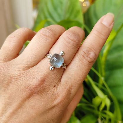 Bague Aigue marine carrée