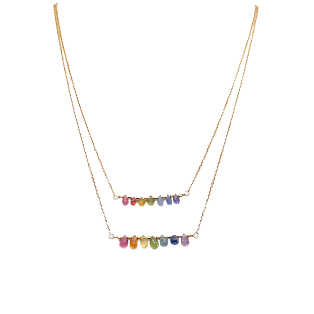 Collier 7 Chakras saphirs gouttes