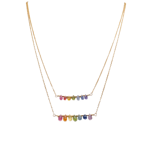 Collier 7 Chakras saphirs gouttes