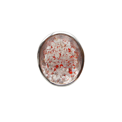 Bague Cristal de roche avec inclusions d'Hématite - Rond