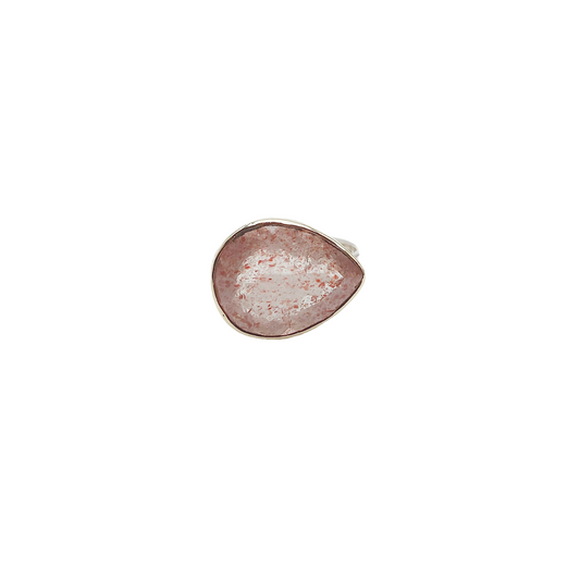 Bague Quartz fraise Facetté - Goutte