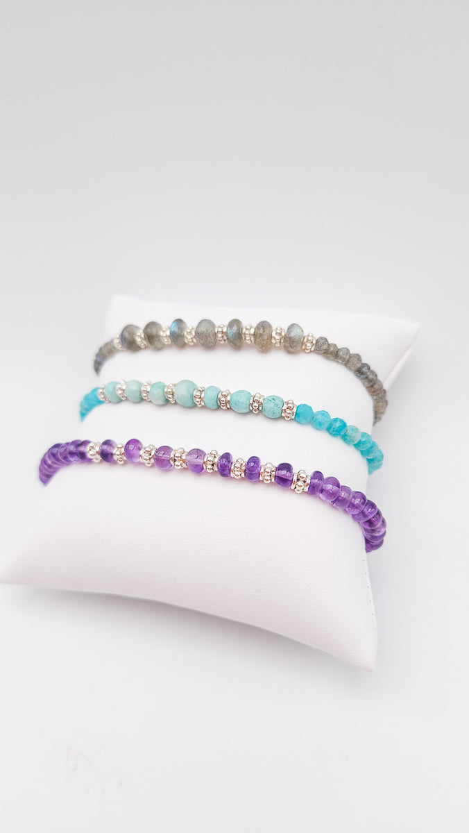Bracelet Améthyste perle d'argent