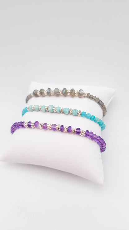Bracelet Améthyste perle d'argent