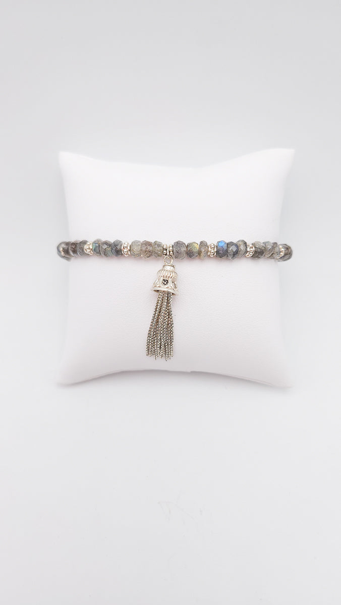 Bracelet Labradorite pompon