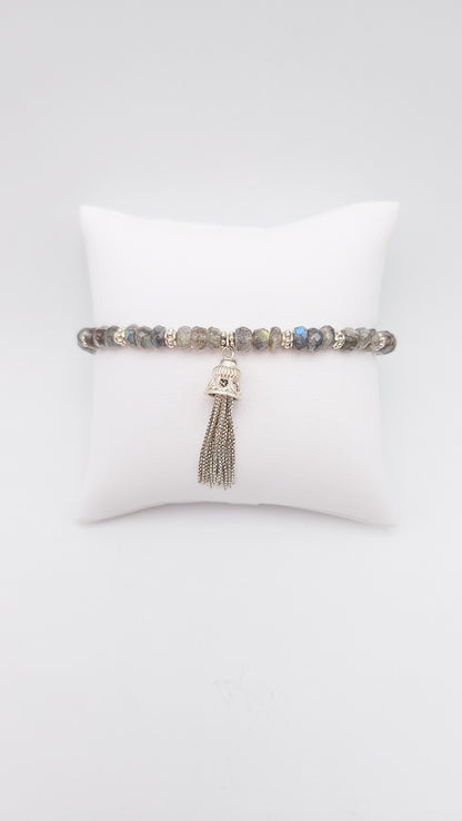 Bracelet Labradorite pompon