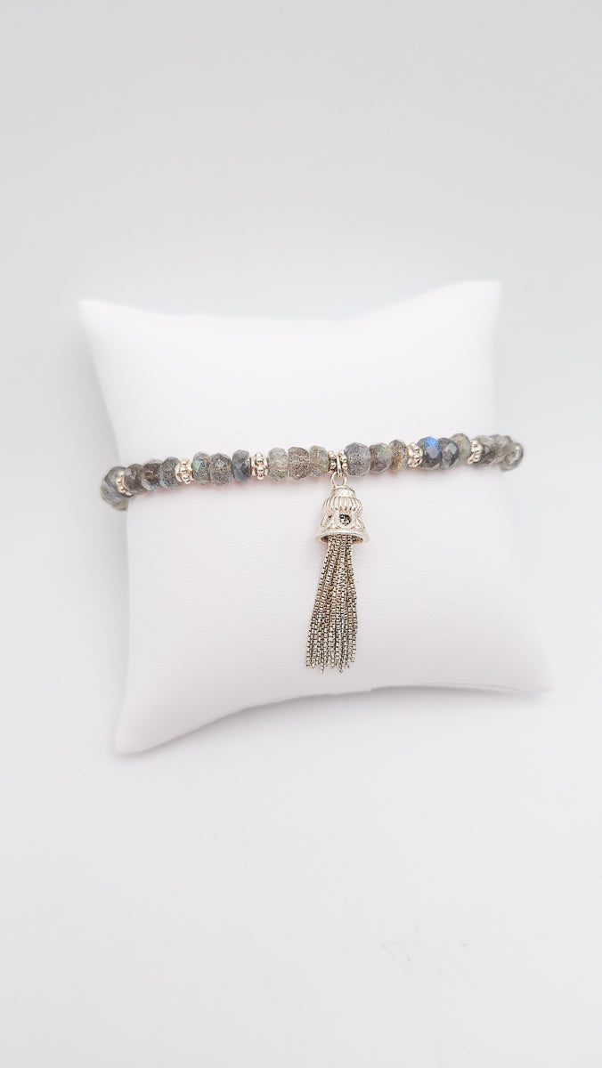 Bracelet Labradorite pompon