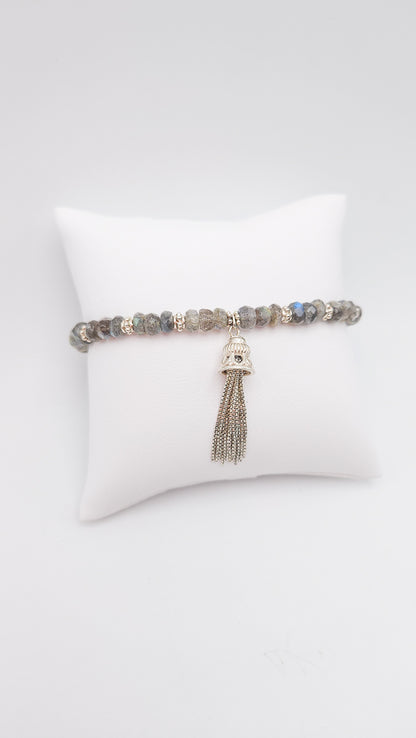 Bracelet Labradorite pompon