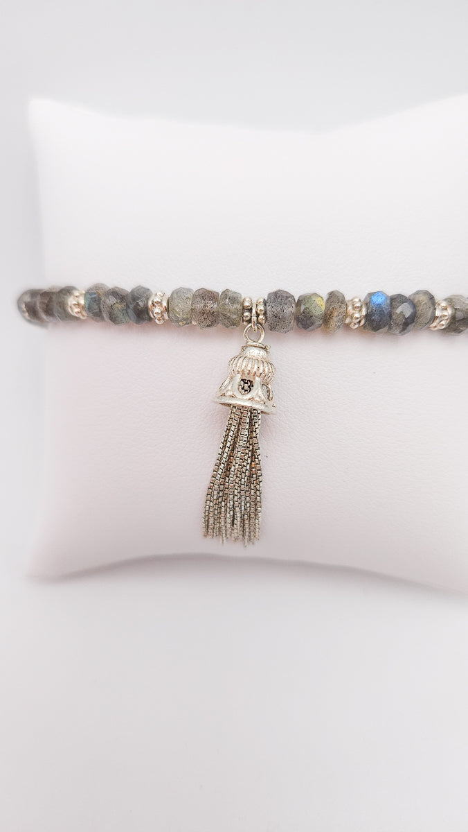 Bracelet Labradorite pompon