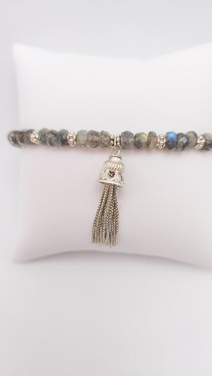 Bracelet Labradorite pompon