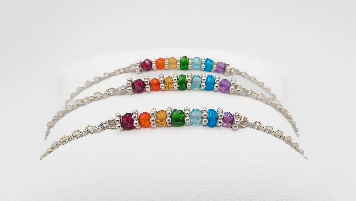 Bracelets 7 Chakras argent