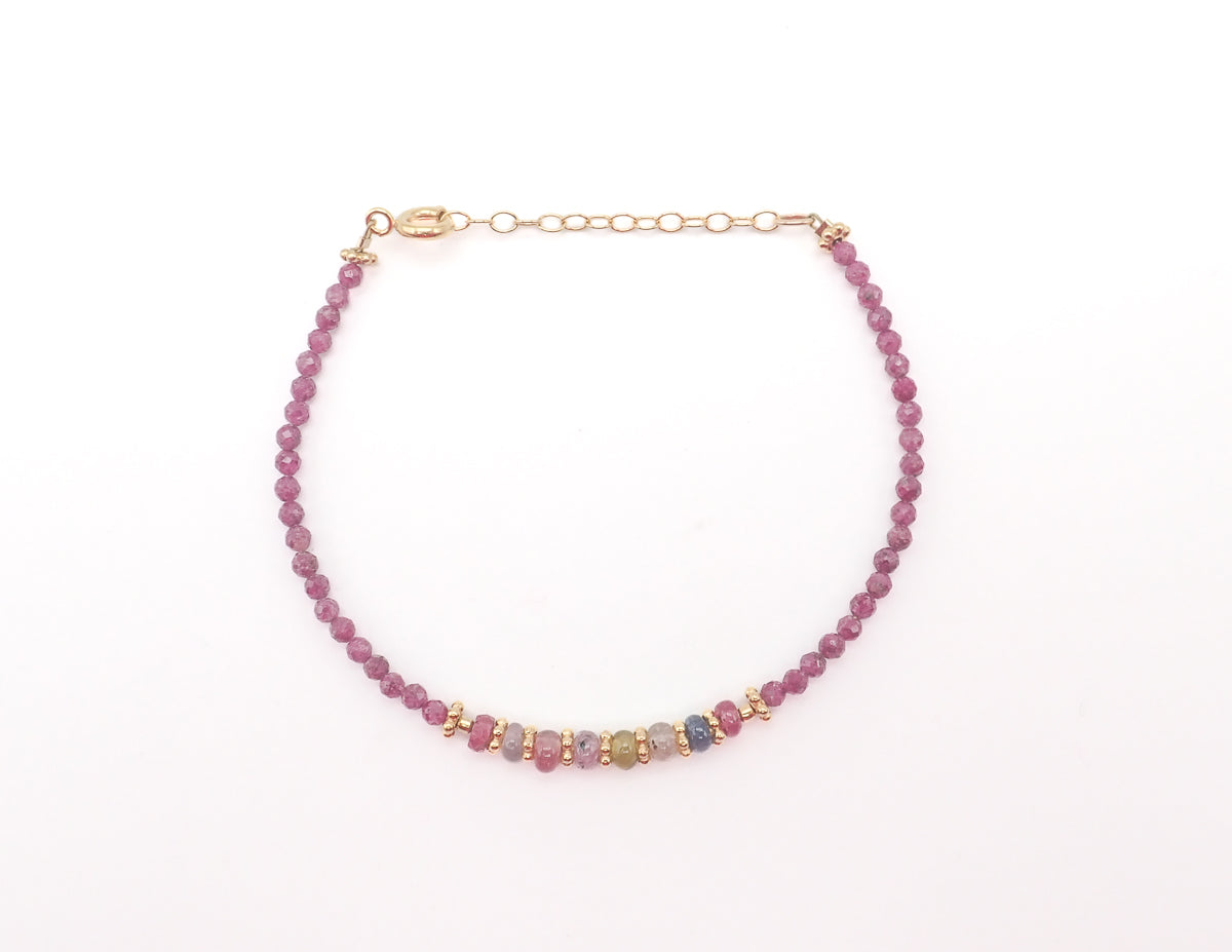 Bracelet Rubis et Saphirs multicolores