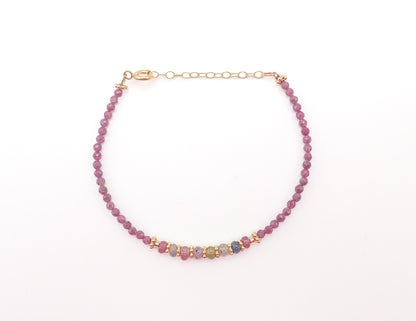 Bracelet Rubis et Saphirs multicolores