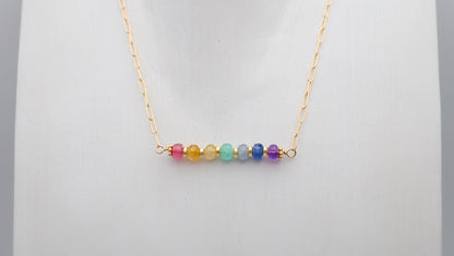 Collier 7 Chakras Saphirs Emeraude Amethyste