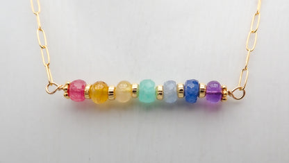 Collier 7 Chakras Saphirs Emeraude Amethyste