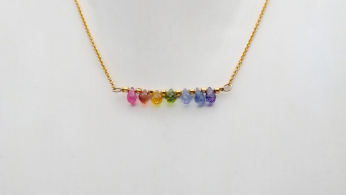 Collier 7 Chakras saphirs gouttes