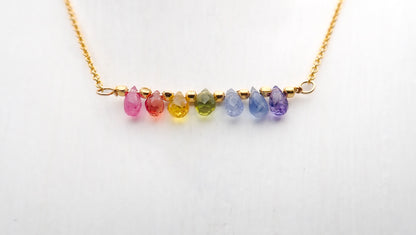 Collier 7 Chakras saphirs gouttes