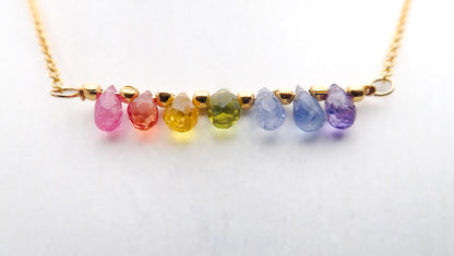 Collier 7 Chakras saphirs gouttes