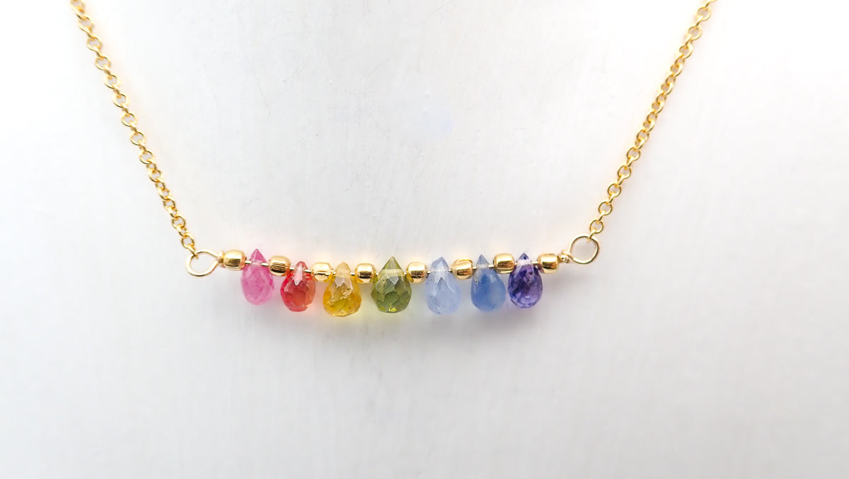 Collier 7 Chakras saphirs gouttes