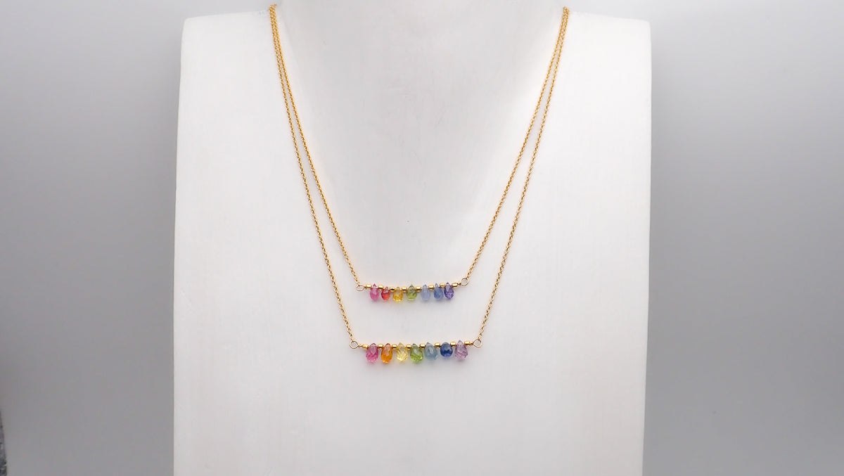 Collier 7 Chakras saphirs gouttes