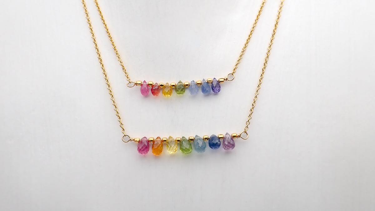 Collier 7 Chakras saphirs gouttes