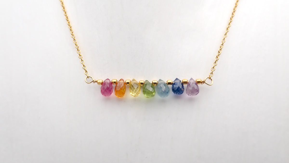 Collier 7 Chakras saphirs gouttes