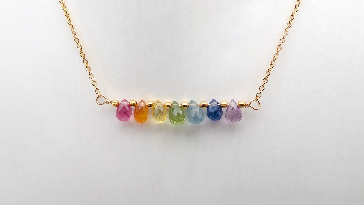 Collier 7 Chakras saphirs gouttes