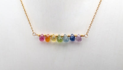 Collier 7 Chakras saphirs gouttes