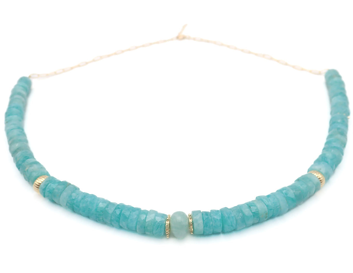 Collier Amazonites Or jaune laminé