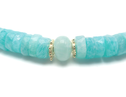 Collier Amazonites Or jaune laminé