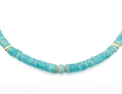 Collier Amazonites Or jaune laminé
