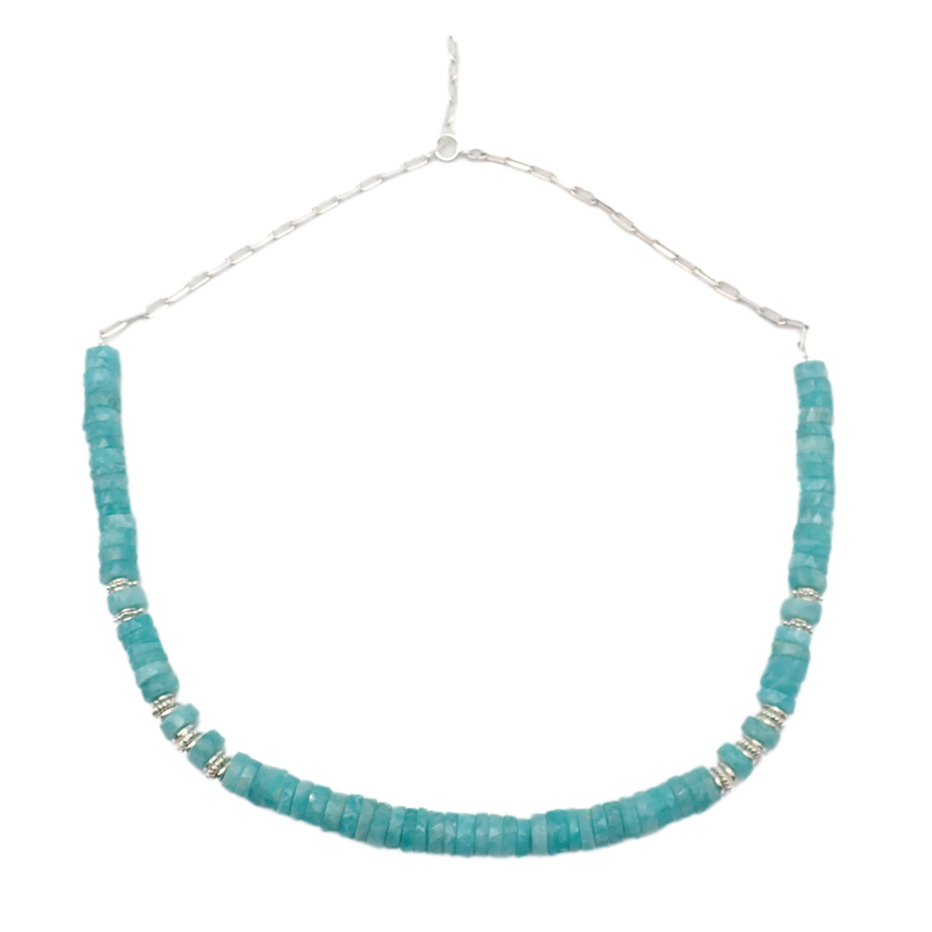 Collier Amazonites Argent