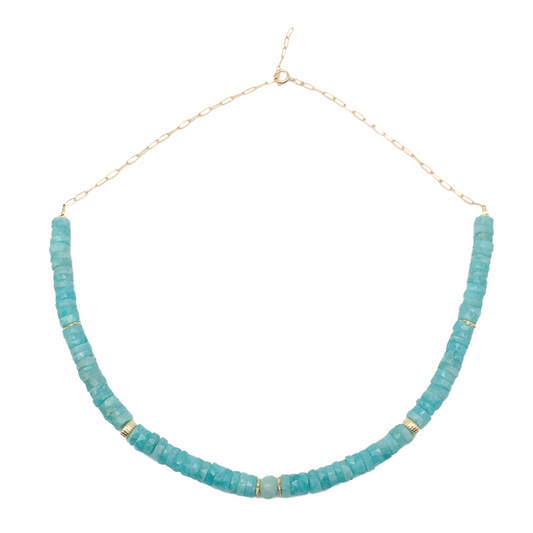 Collier Amazonites Or jaune laminé