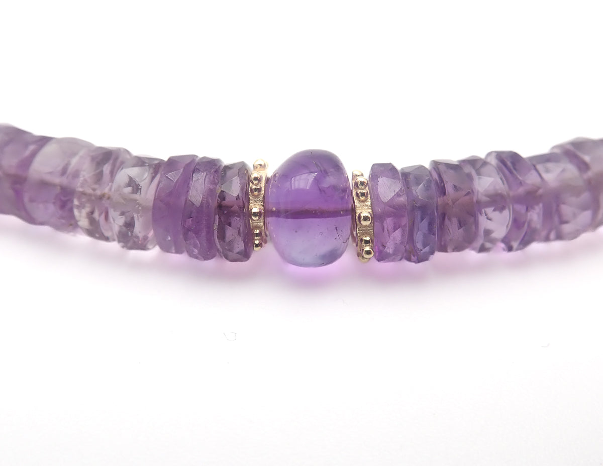 Collier Améthystes or jaune laminé