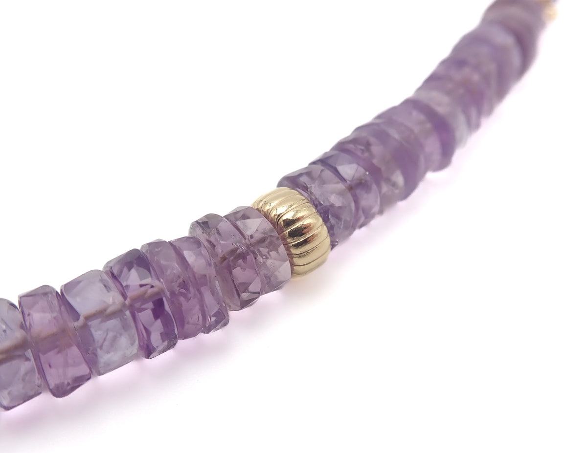 Collier Améthystes or jaune laminé