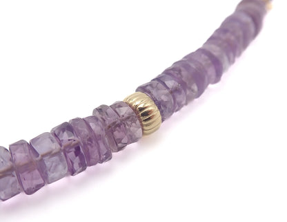 Collier Améthystes or jaune laminé