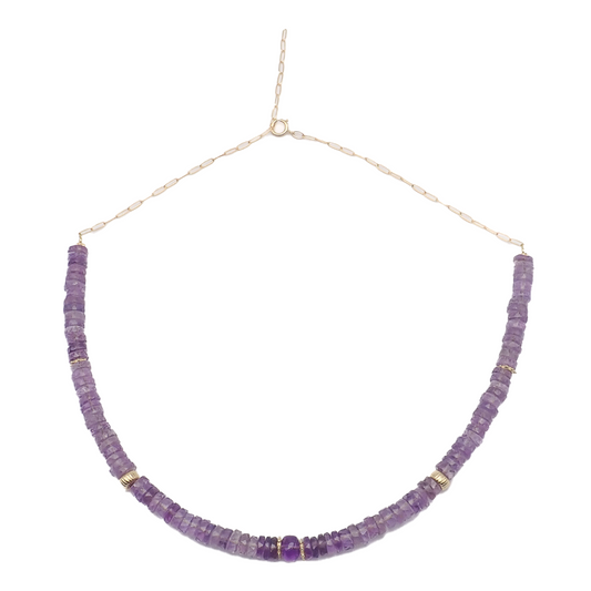 Collier Améthystes or jaune laminé