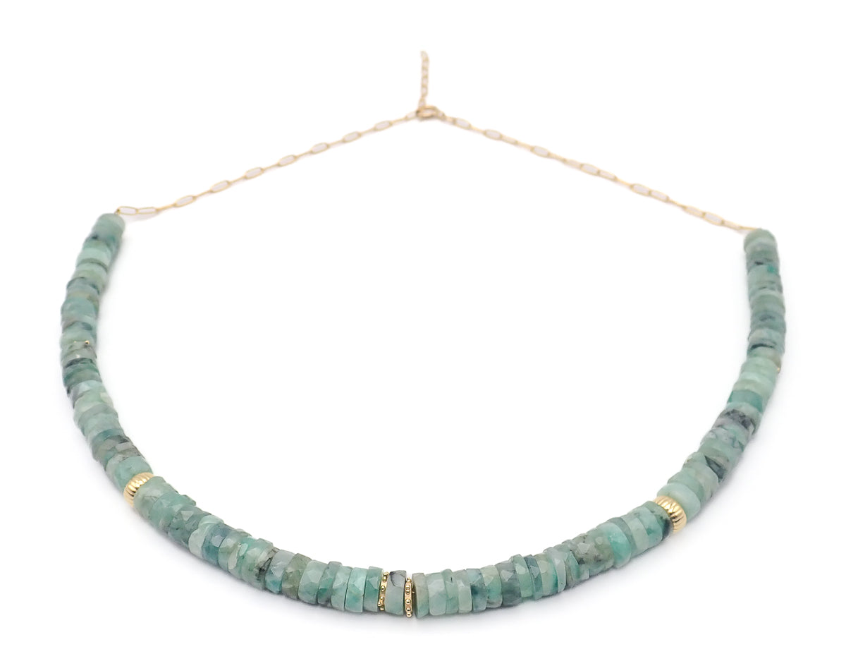 Collier Émeraudes or jaune laminé