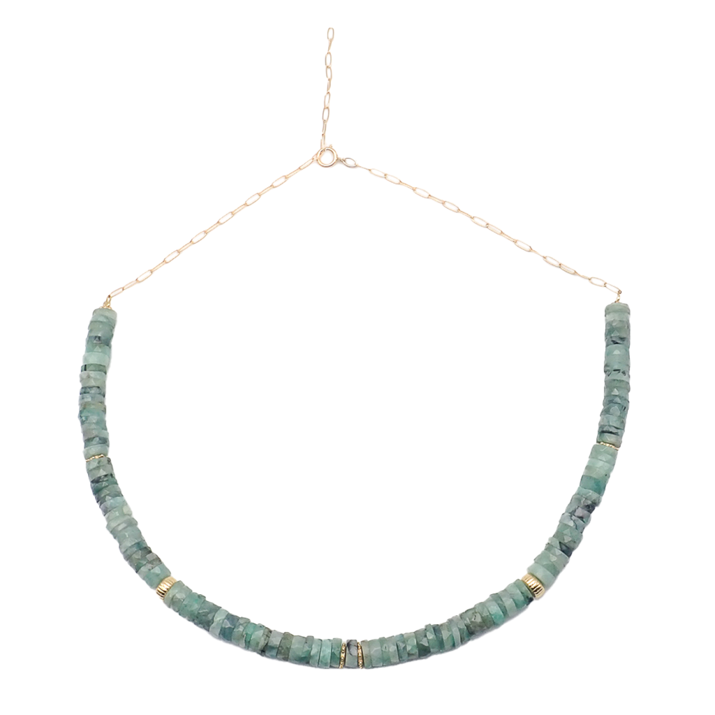Collier Émeraudes or jaune laminé