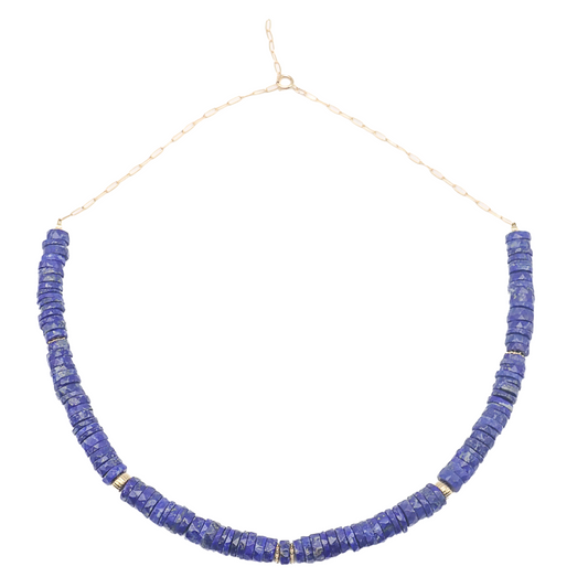 Collier Lapiz Lazuli Or jaune laminé