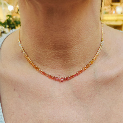 Collier Saphirs Gouttes Dégradé Orange