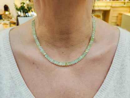 Collier Préhnite or jaune laminé