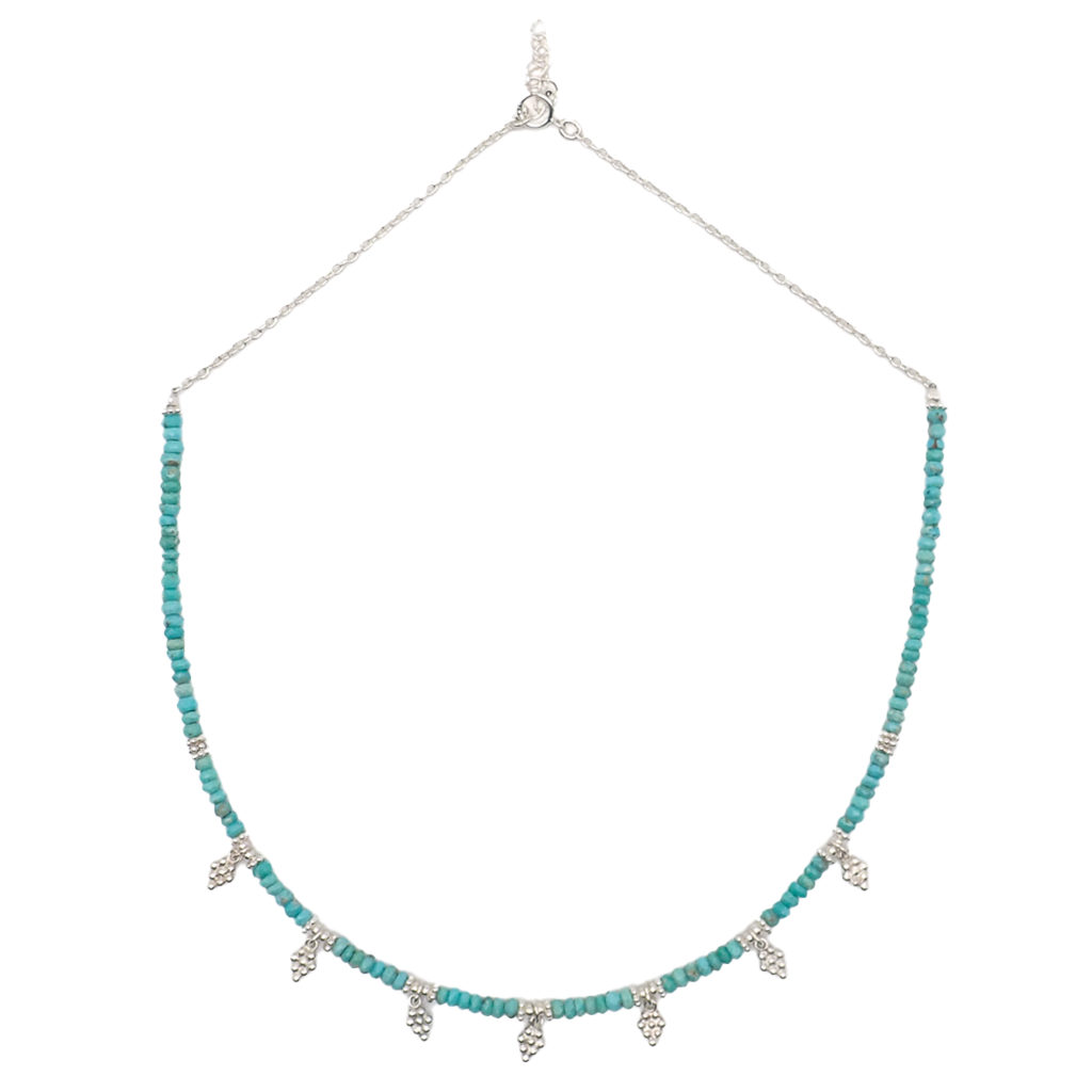 Collier pampilles Turquoises Argent
