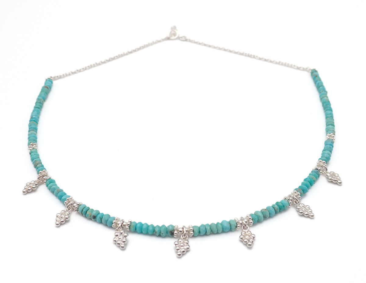 Collier pampilles Turquoises Argent