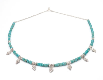 Collier pampilles Turquoises Argent