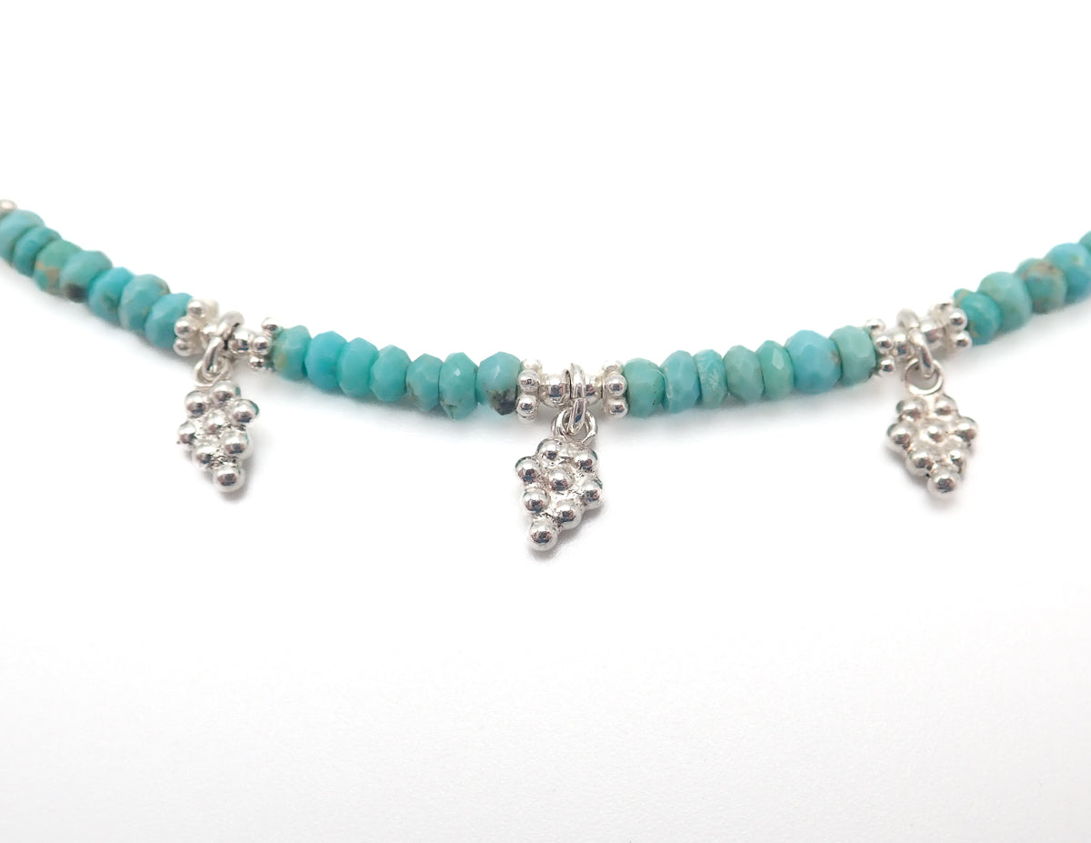 Collier pampilles Turquoises Argent